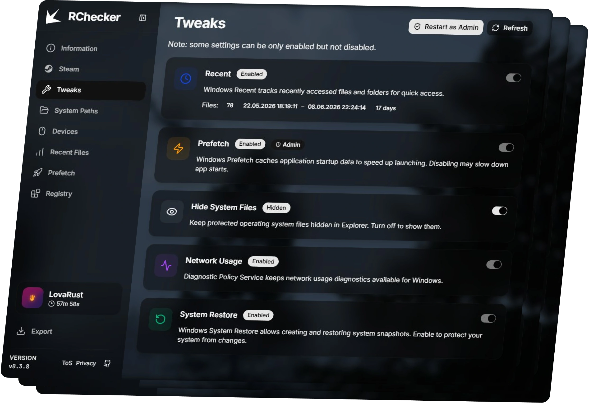 Client Tweaks Interface