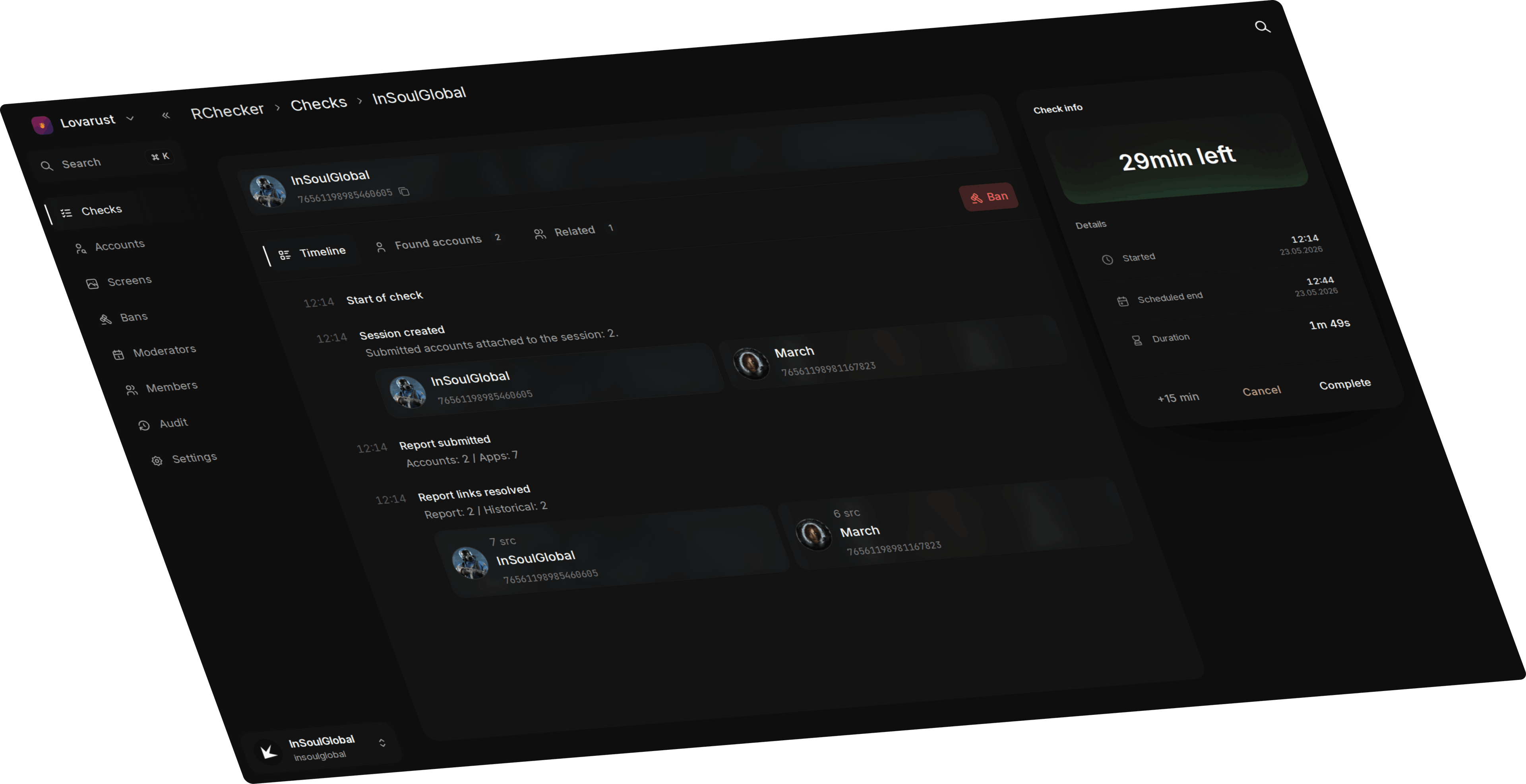 RChecker dashboard preview