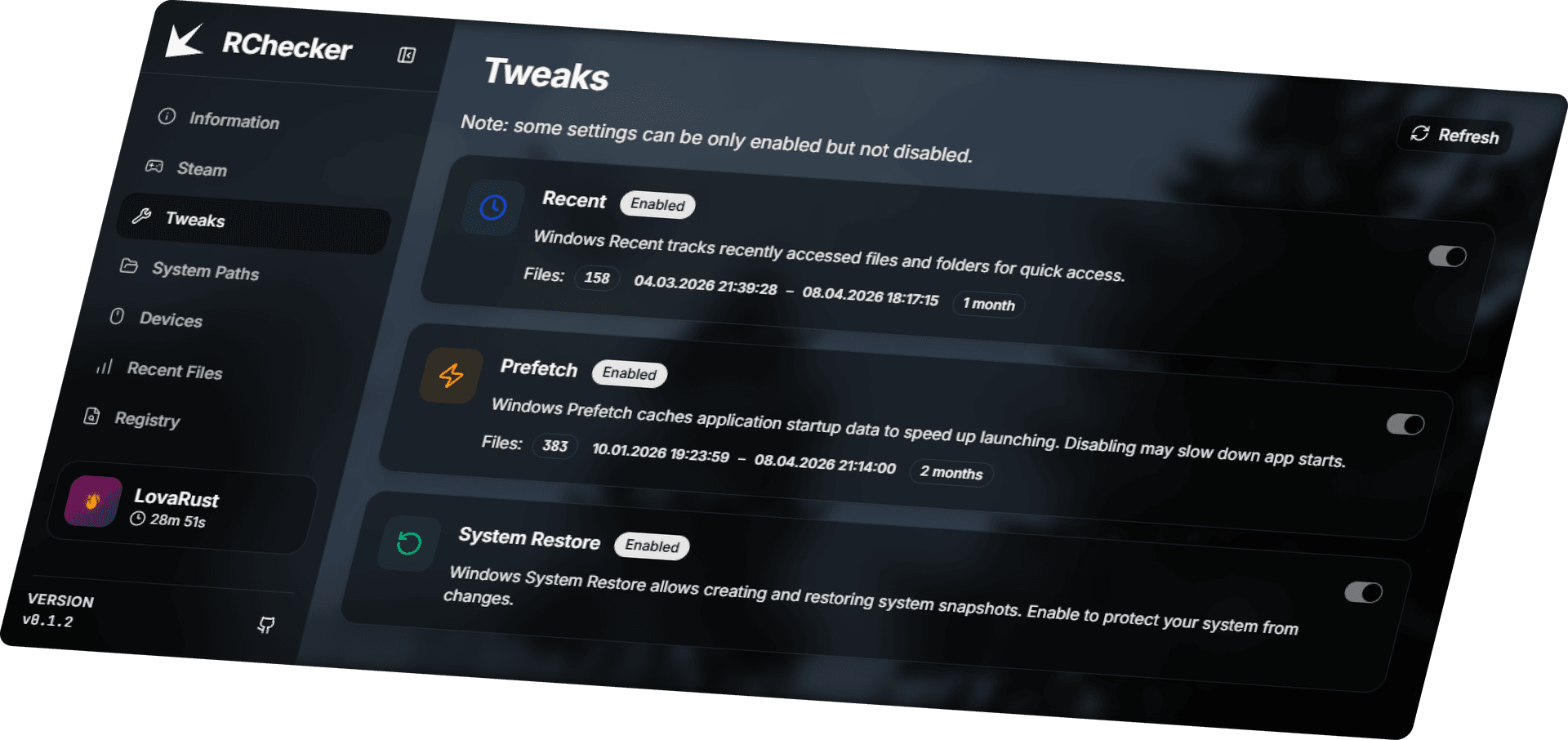 Client Tweaks Interface